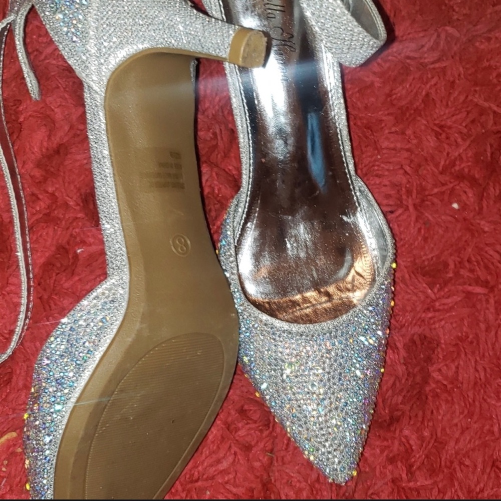 Silver glitter heels